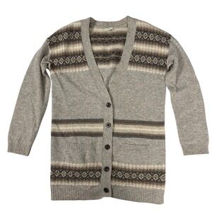 GAP Fair Isle Knit Cardigan Sweater Women's L Wool Blend Grandmacore